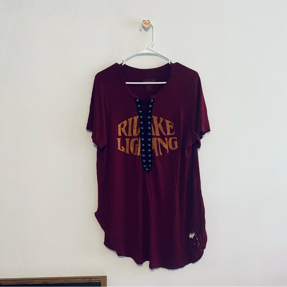 Lovesick maroon lace up shirt